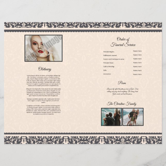 Vorlage des Beerdigungsprogramms, (Rückseite)