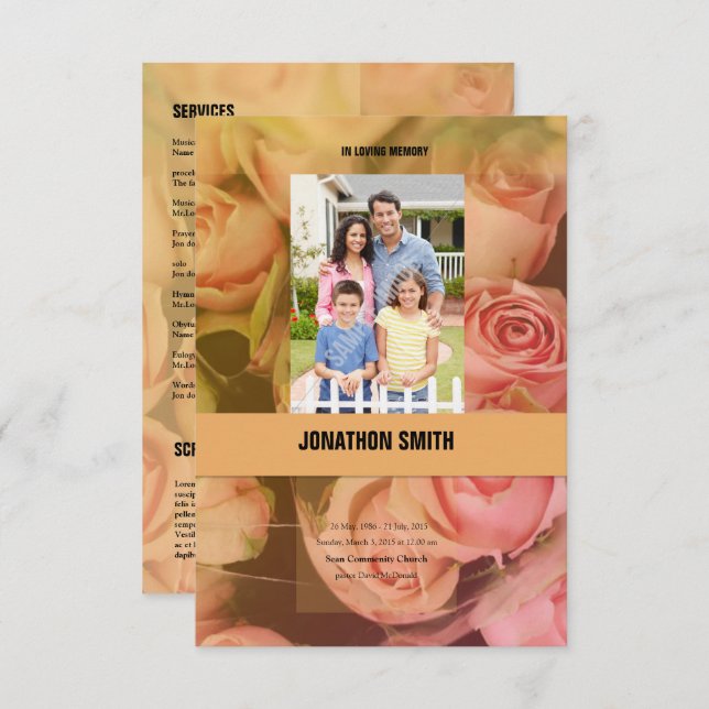 Vorlage des Beerdigungsprogramms (Vorne/Hinten)