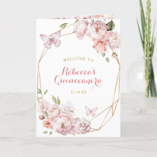 Vorlage des eleganten rosa Gold Quinceñera Program