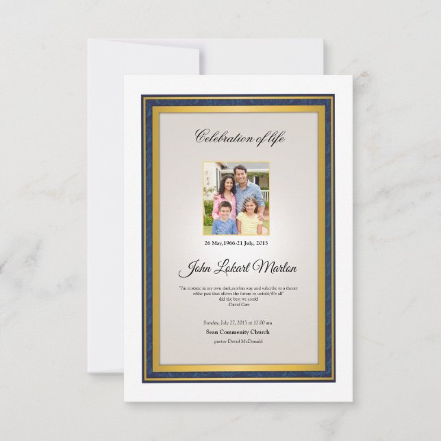 Vorlage des gedruckten Beerdigungsprogramms (Vorderseite)