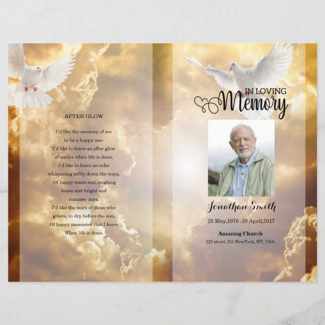 Vorlage des Golden Sky Funerary Program (Vorderseite)