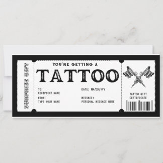 Vorlage des persönlichen Tattoo-Geschenkgutscheins