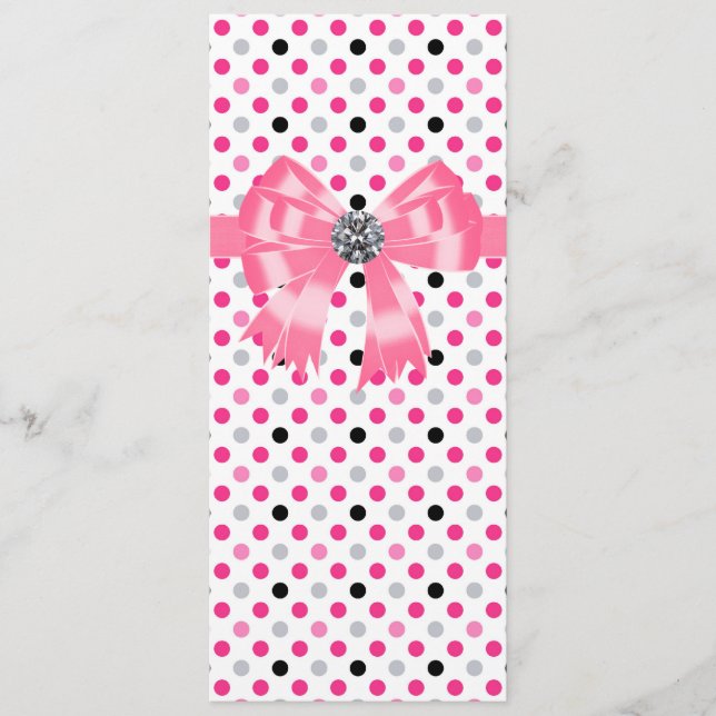 Vorlage des Pink Black Polka Dot Wedding Programms (Vorderseite)