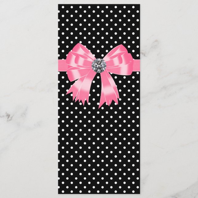 Vorlage des Pink Black Polka Dot Wedding Programms (Vorderseite)
