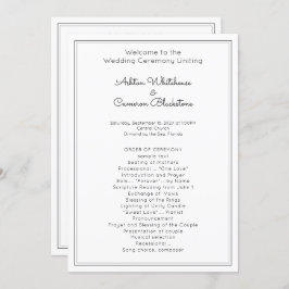Vorlage des schlichten Flat White Wedding Programm