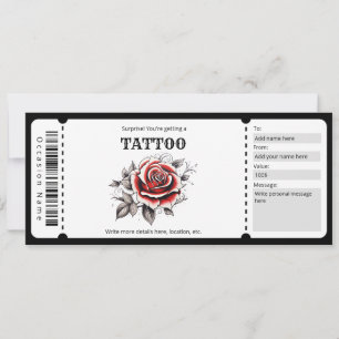 Vorlage des Tickets für überraschende Tattoo