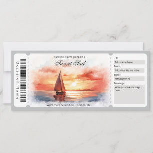 Vorlage des Watercolor Sunset Sailing Tickets