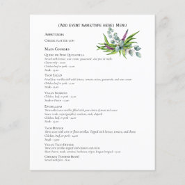 Vorlage des zweiseitigen Eukalyptus-Menüs Flyer