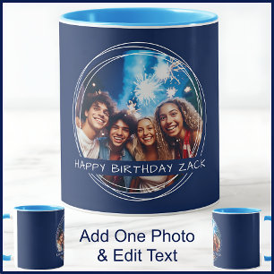 Vorlage Foto Nachricht Andenken Geburtstag Navy C4 Tasse