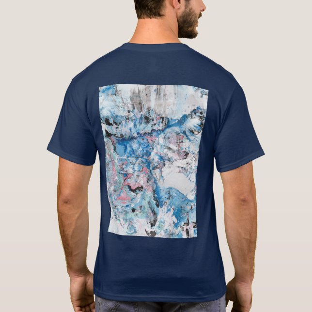 Vorlage für Abstrakte Art Navy Blue T-Shirt (Rückseite)