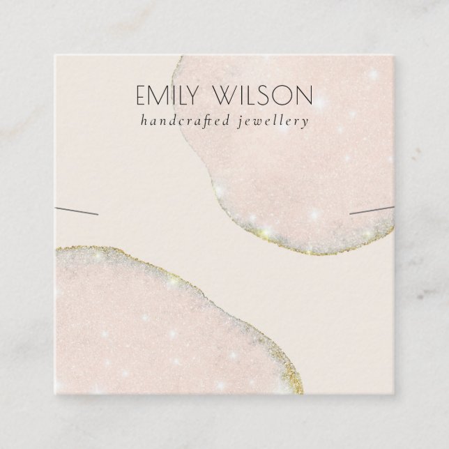 Vorlage für abstrakte Glitzer Rose Gold Necklack B Quadratische Visitenkarte (Vorderseite)