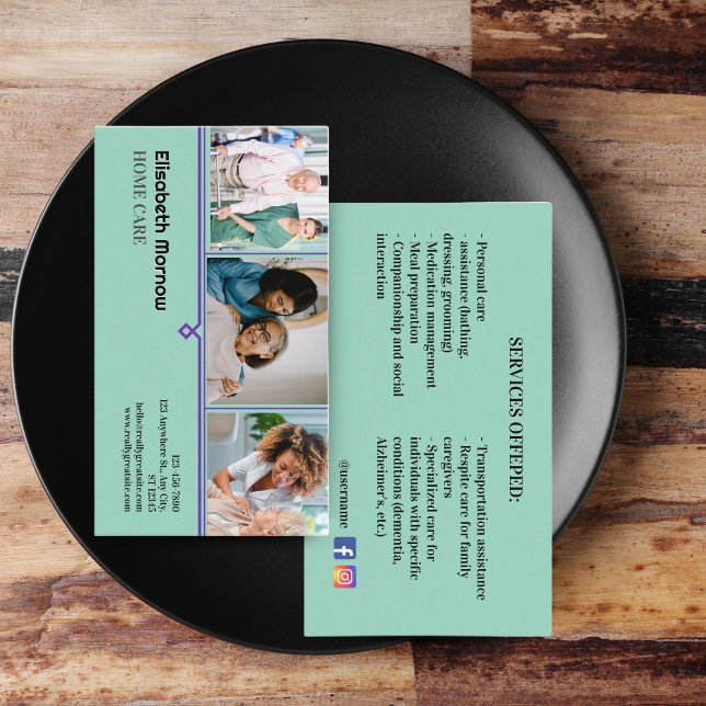 Vorlage für ältere Pflegekarten - Betreuungsuntern Visitenkarte (Elderly Care Card Template - Caregiver Business Card Bundle | Customizable)