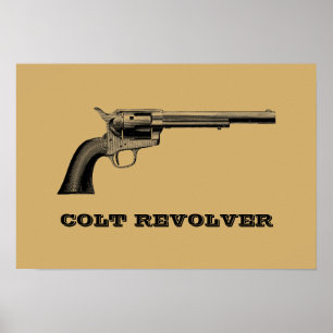 Vorlage für antike Colt Revolver Gun Illustration Poster