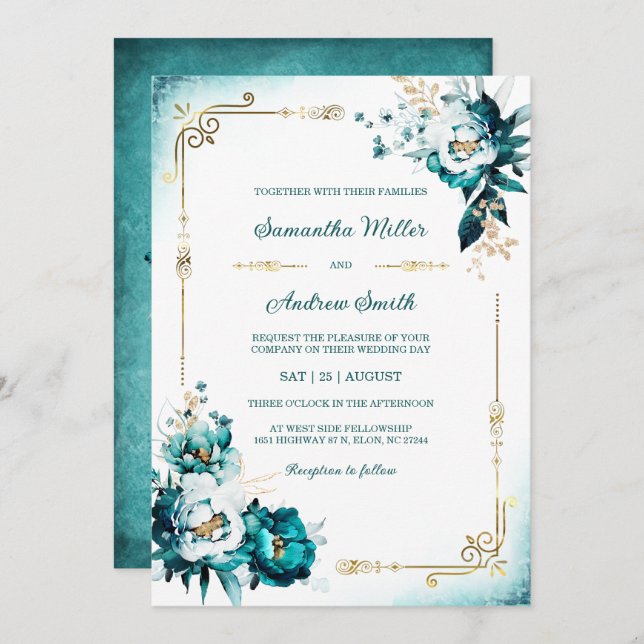 Vorlage für aquamarine Hochzeiten und Goldhochzeit (Vorne/Hinten)