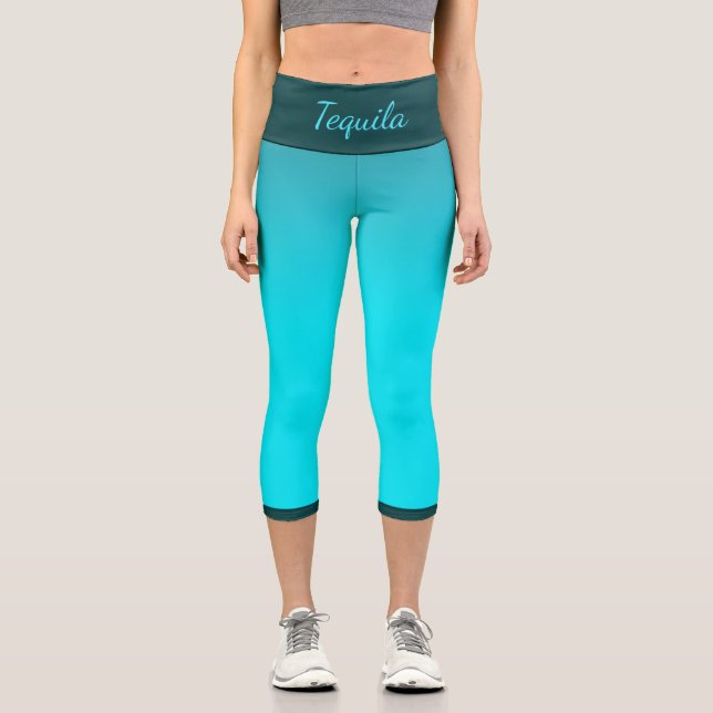 Vorlage für aquamarinen blauen Namen Capri Leggings (Vorderseite)
