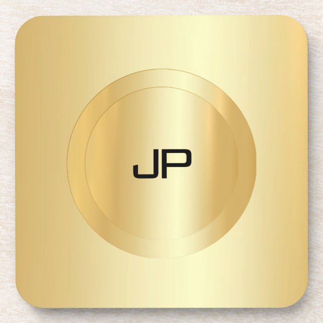 Vorlage für benutzerdefinierte Imitat Gold Monogra Getränkeuntersetzer (Vorderseite)