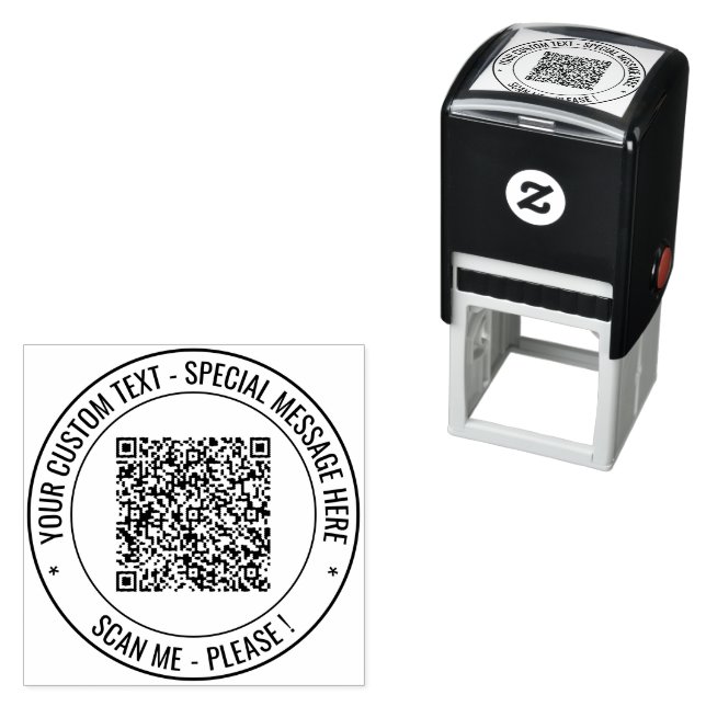 Vorlage für benutzerdefinierte QR-Code-Scan-Info T Permastempel (Beispiel)