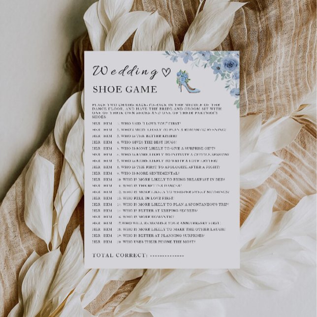 Vorlage für blaues Hochzeitsschuh, (Blue Wedding Shoe Game Template, Invitation)