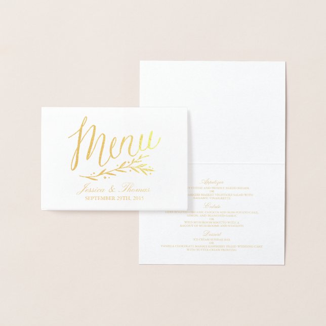 Vorlage für Chic Gold Foil & White Wedding Menü-Ka (Anzeige)