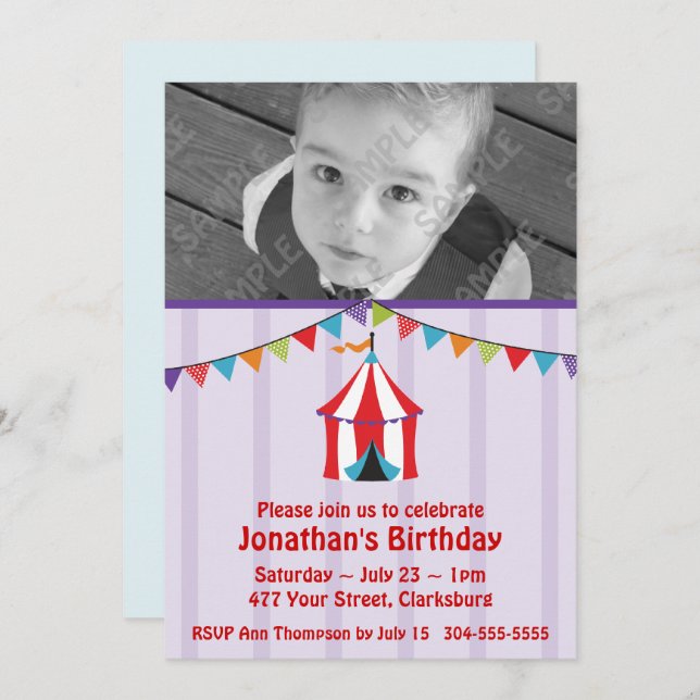 Vorlage für Circus Birthday Party-Fotos (Vorne/Hinten)