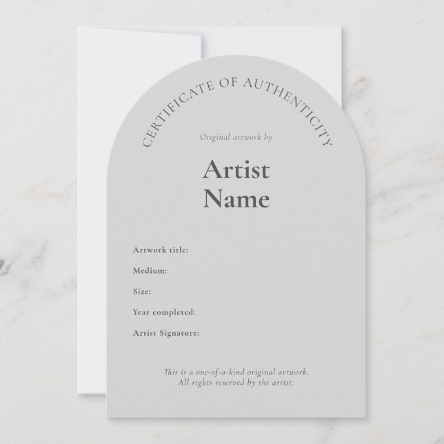 Vorlage für das Arch Certificate of Authenticity A (Vorderseite)