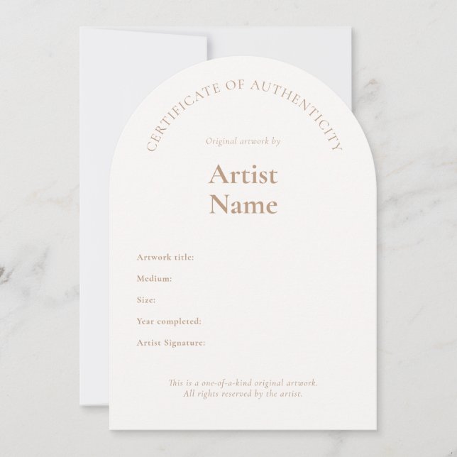 Vorlage für das Arch Certificate of Authenticity A (Vorderseite)