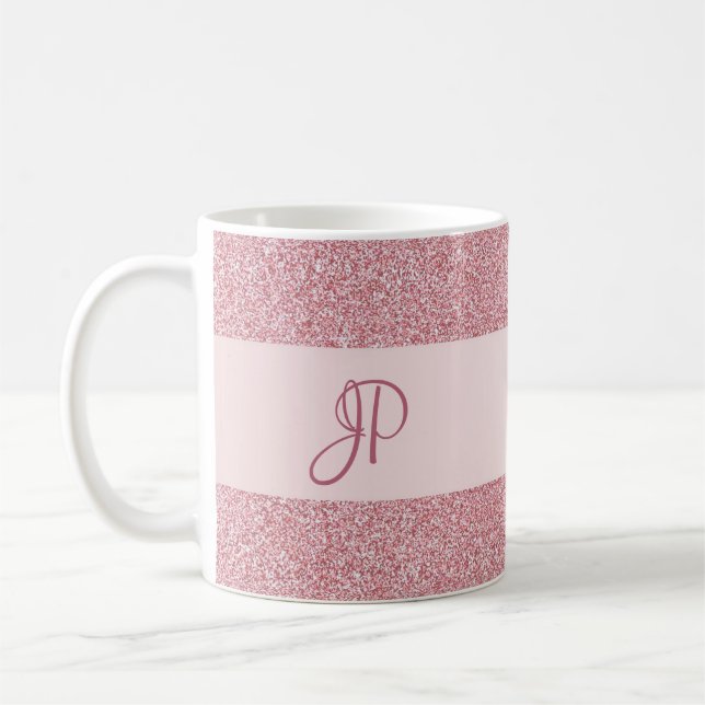 Vorlage für das Aussehen von Monogram Trendy Rose  Kaffeetasse (Links)
