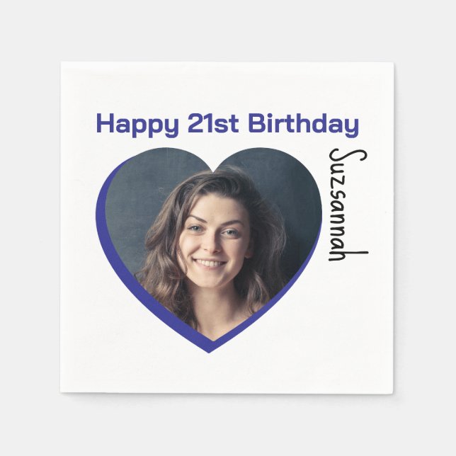 Vorlage für das benutzerdefinierte Foto 21. Happy  Serviette (Vorderseite)