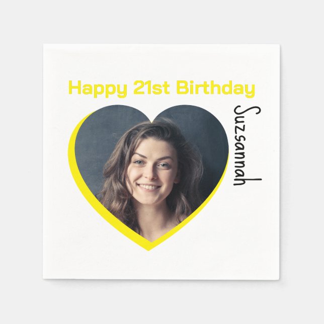 Vorlage für das benutzerdefinierte Foto 21. Happy  Serviette (Vorderseite)