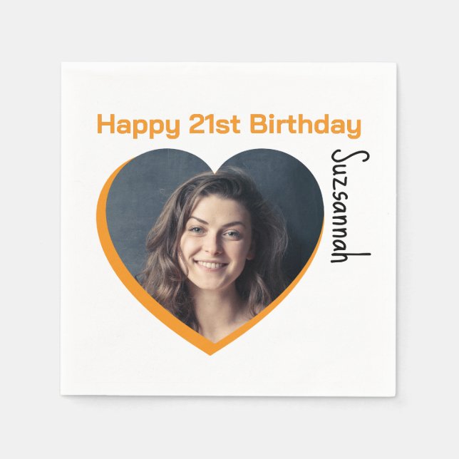 Vorlage für das benutzerdefinierte Foto 21. Happy  Serviette (Vorderseite)