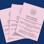 Vorlage für das benutzerdefinierte rosa Firmenlogo Flyer<br><div class="desc">Mit dieser anpassbaren rosa Flyer Vorlage können Sie Ihr Unternehmen oder Ihre Veranstaltung stilvoll fördern. Dieses Design bietet Platz für Ihre Logos, Schlagzeilen, Produkt- oder Servicedateien und Kontaktinformationen. Es eignet sich perfekt für kleine Unternehmen, Unternehmer, Veranstaltungen, Verkaufs- oder Ladenankündigungen. Die gepflegte, moderne Gestaltung mit einem sanften rosa Hintergrund macht Ihre...</div>