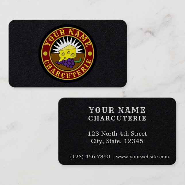 Vorlage für das Charcuterie-Logo für Käse und Trau Visitenkarte (Vorne/Hinten)