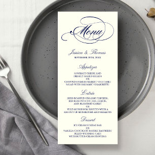 Vorlage für das Chic Navy & Ivory Wedding Menu Werbekarte