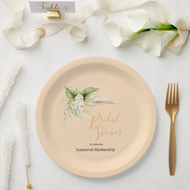 Vorlage für das elegante Brautparty der Blumenecke Pappteller (Hochzeit)