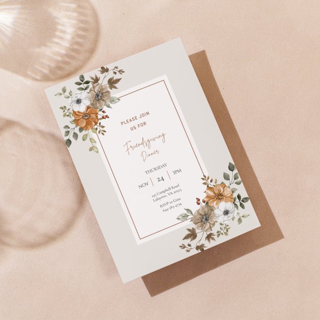 Vorlage für das florale Friendsgiving Dinner Einla (Von Creator hochgeladen)