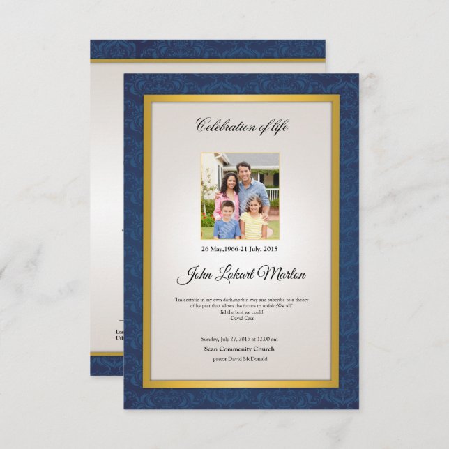 Vorlage für das Gedenkfräbnis (Vorne/Hinten)