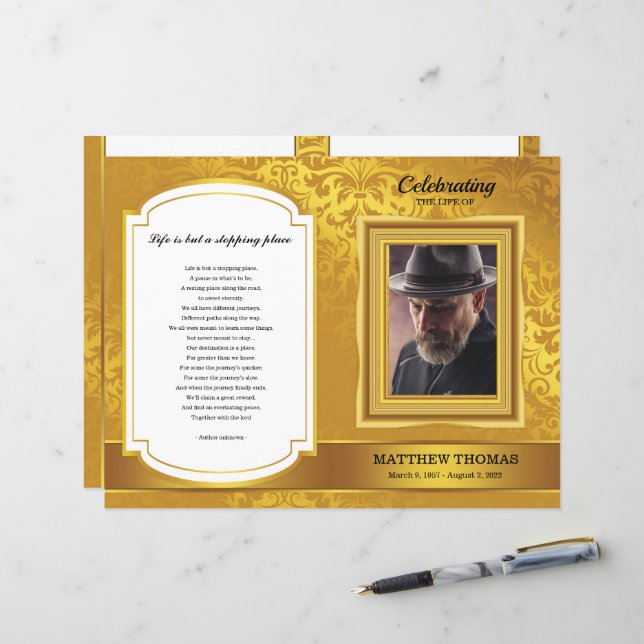 Vorlage für das Goldene Bestattungsprogramm (Vorderseite/Rückseite Beispiel)