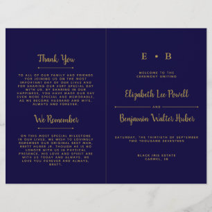 Vorlage für das Hochzeitsprogramm "Chic Navy Blue