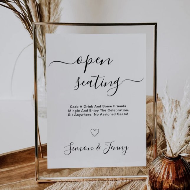 Vorlage für das Hochzeitszeichen für offene Sitze (Wedding Open Seating Sign Template)
