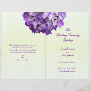 Vorlage für das lila Hydrangea-Hochzeitsprogramm
