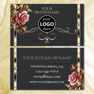 Vorlage für das Logo "Luxury Gold Vintag Rose Diam Visitenkarte