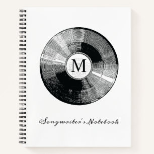 Vorlage für das Notebook-Monogramm des Songwriter Notizbuch