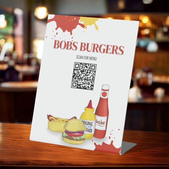Vorlage für das Restaurant-Menü QR Sockelschild (Bob's Burgers custom QR code sign.)