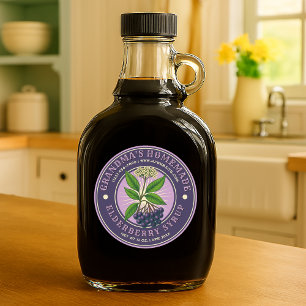 Vorlage für das Vintage Etikett Elderberry Sirup Runder Aufkleber