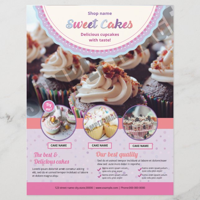 Vorlage für den Cake Shop-Flyer (Vorderseite)