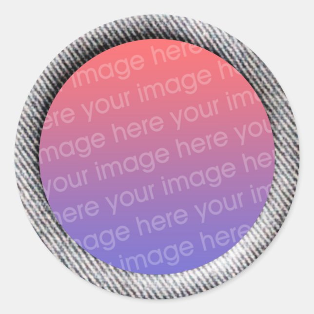 Vorlage für den Denim (Rahmen für den 3D-Effekt) Runder Aufkleber (Vorderseite)