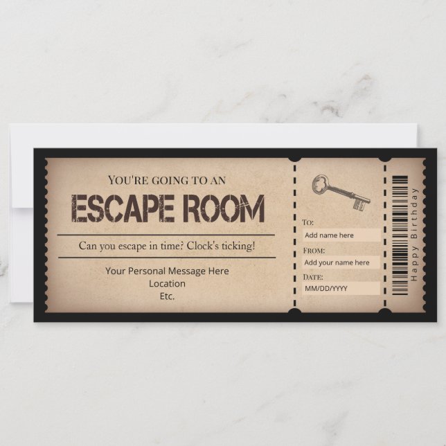 Vorlage für den Escape Room Geschenkgutschein (Vorderseite)