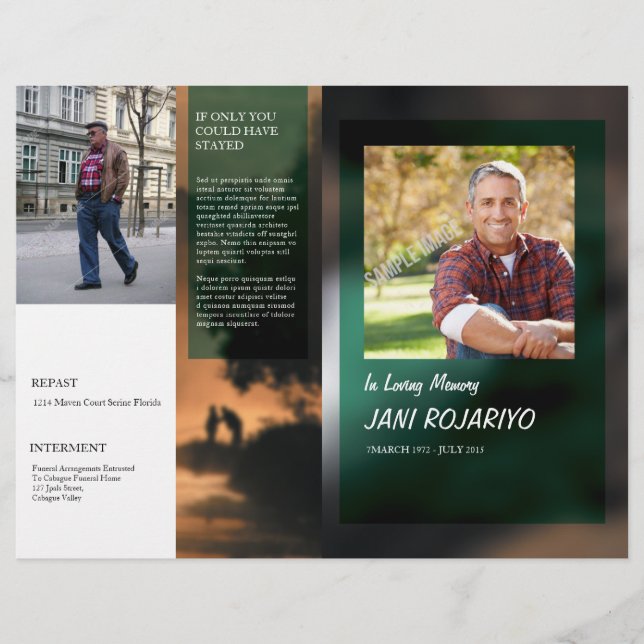 Vorlage für den Flyer des Beerdigungsprogramms (Vorderseite)