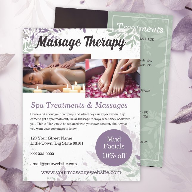 Vorlage für den Flyer "Massage Therapy Services" (Von Creator hochgeladen)