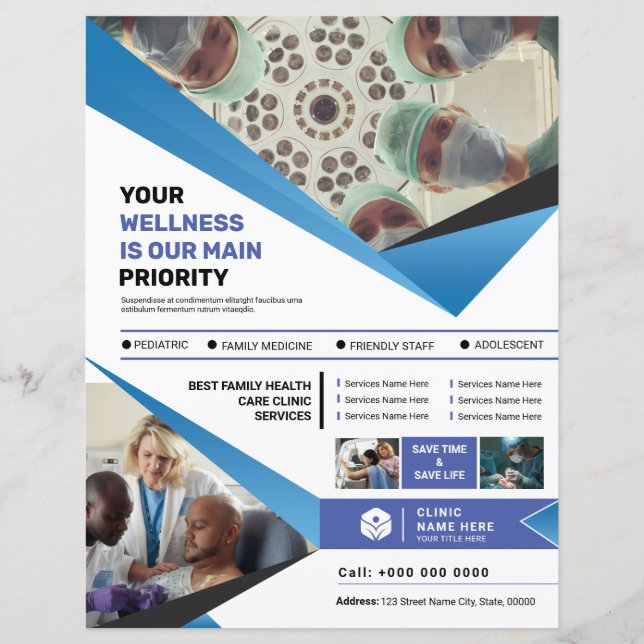 Vorlage für den Flyer medizinischer Kliniken (Vorderseite)
